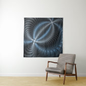 Kunststof Blauw Grijs 3D Fractal Art Modern Abstra Wandkleed (In situ)