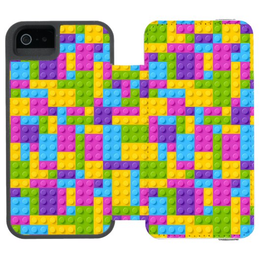 Kunststof bouwstenen patroon incipio iPhone portemonnee hoesje (Agenda Open)