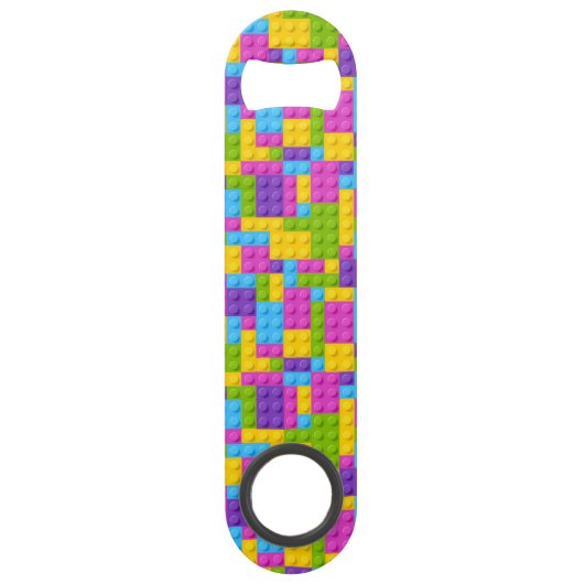 Kunststof bouwstenen patroon speed flessenopener (Achterkant)