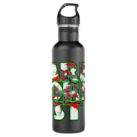 Kunststof Cool, groen en rood tekstontwerp Waterfles (Voorkant)