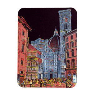 Kunststof Florence Italië Street Scene met Duomo Magneet