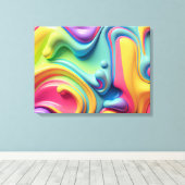 Kunststof regenboog vloeibare vormen canvas afdruk (Insitu (Houten vloer))