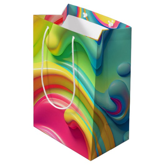 Kunststof regenboog vloeibare vormen medium cadeauzakje (Achterkant Gekanteld)