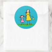 Kunsttekenaars voor moeder en dochter ronde sticker (Tas)