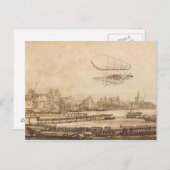 Kunsttekening  ballonvliegmachine briefkaart (Voorkant / Achterkant)