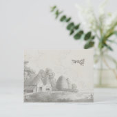 Kunsttekening bemande vliegmachine briefkaart (Staand voorkant)