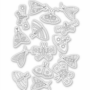 Kunsttekening moth Line Sticker