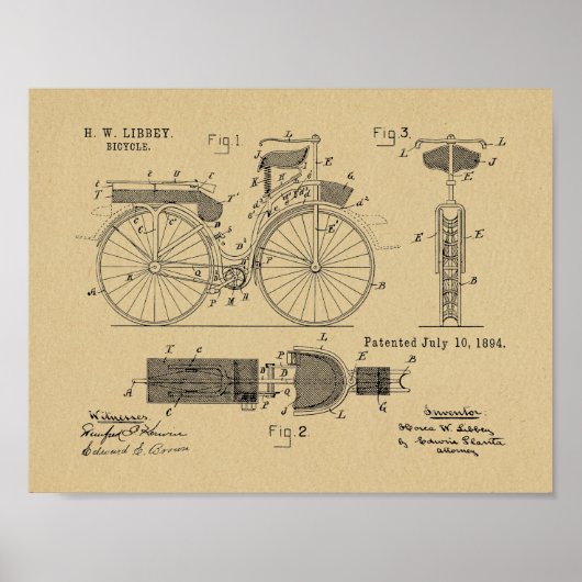Kunsttekening van 1894 Militaire fietspatroon Poster (Voorkant)