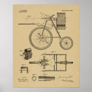 Kunsttekening van 1899 Militaire fietspatroon Poster