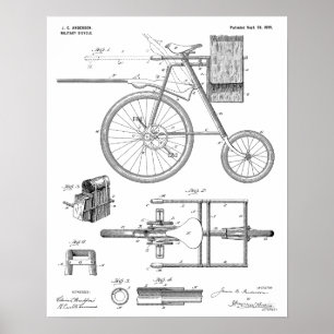 Kunsttekening van 1899 Militaire fietspatroon Poster