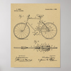 Kunsttekening van 1900-fietspatroon, tekenafdrukke poster