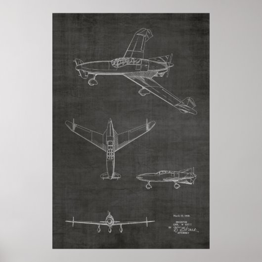 Kunsttekening van 1946 achterpropvliegtuig poster (Voorkant)