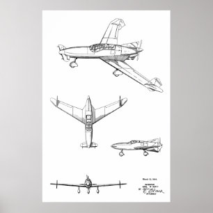 Kunsttekening van 1946 achterpropvliegtuig poster