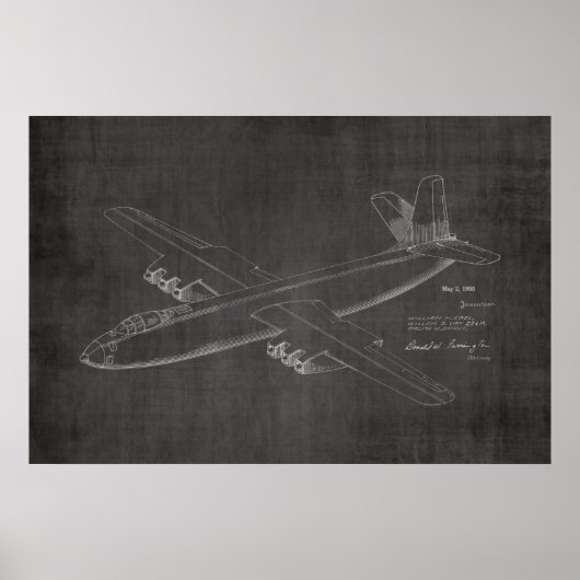 Kunsttekening van 1950 Jet Airplane Patent Print (Voorkant)