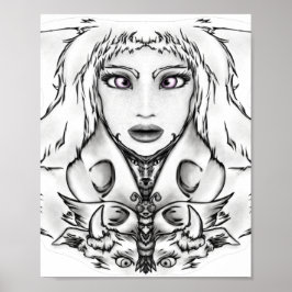 Kunsttekening van Animalia in fijne lijn met diere Poster