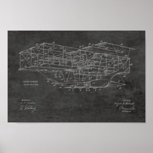 Kunsttekening van de vliegmachine van 1914 poster (Voorkant)