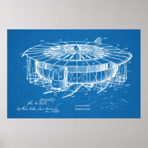 Kunsttekening van de vliegmachine van 1920 poster