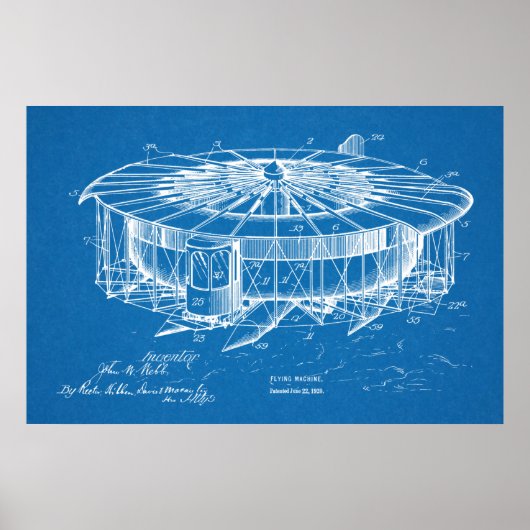 Kunsttekening van de vliegmachine van 1920 poster (Voorkant)