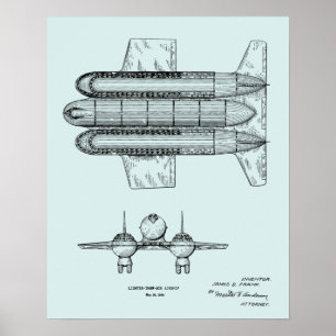 Kunsttekening van het vliegtuig van 1950 Kunstschi Poster