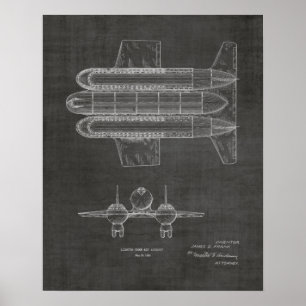 Kunsttekening van het vliegtuig van 1950 Kunstschi Poster