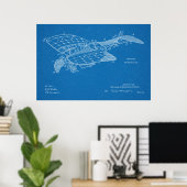 Kunsttekening van het vliegtuig van het vliegtuig  poster (Thuiskantoor)