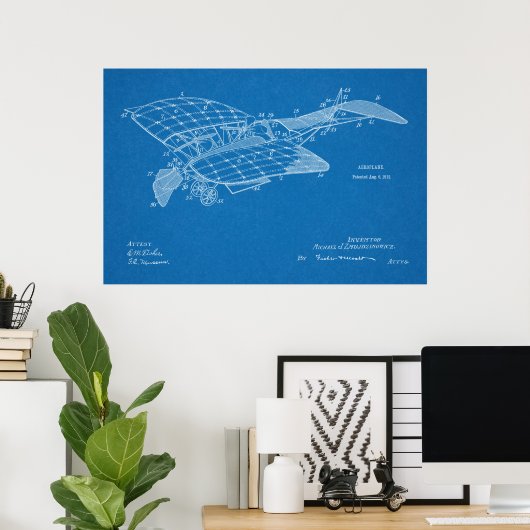 Kunsttekening van het vliegtuig van het vliegtuig  poster (Thuiskantoor)