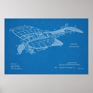 Kunsttekening van het vliegtuig van het vliegtuig  poster