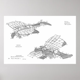 Kunsttekening van het vliegtuig van het vliegtuig poster
