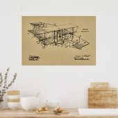 Kunsttekening van het vliegtuig van het vliegtuig poster (Keuken)