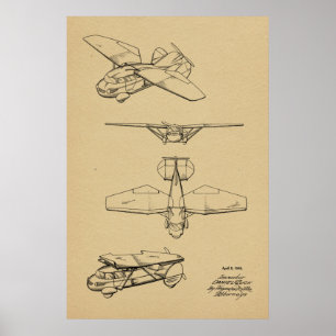 Kunsttekening van vliegende vliegtuigen van 1949 poster