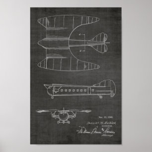Kunsttekening van vliegtuigpatenten voor passagier poster