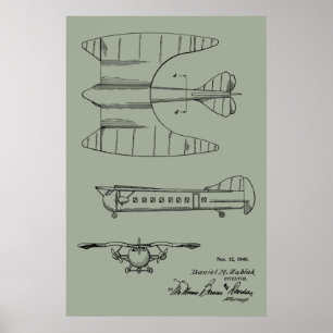 Kunsttekening van vliegtuigpatenten voor passagier poster