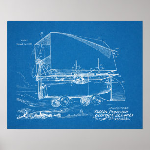 Kunsttekening vliegend vliegend vliegend motorschi poster