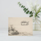 Kunsttekening vliegmachine briefkaart (Staand voorkant)