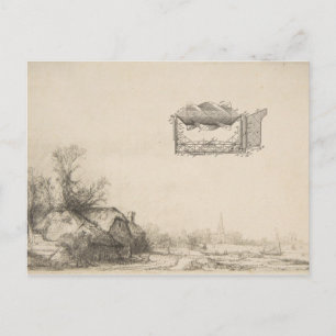 Kunsttekening  vliegmachine briefkaart