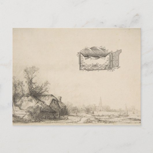 Kunsttekening vliegmachine briefkaart (Voorkant)