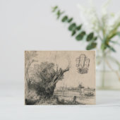 Kunsttekening vliegmachine briefkaart (Staand voorkant)