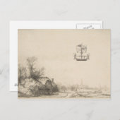 Kunsttekening  vliegmachine briefkaart (Voorkant / Achterkant)