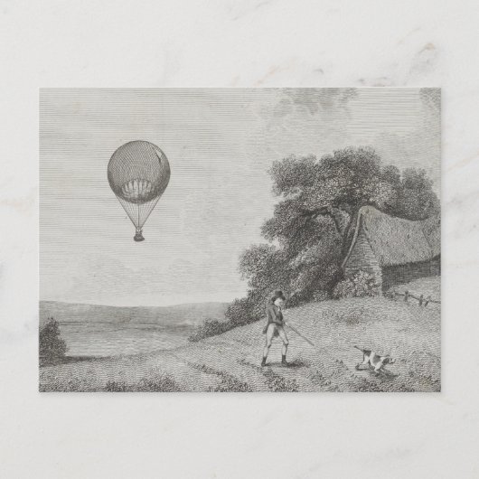 Kunsttekening warmloperballon briefkaart (Voorkant)