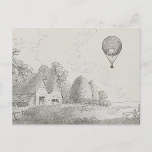 Kunsttekening  warmloperballon briefkaart (Voorkant)