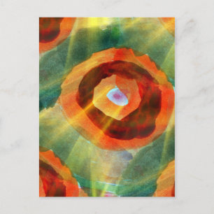 kunsttextuur abstract water groen, oranje, cirkel briefkaart