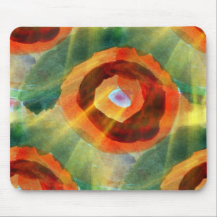 kunsttextuur abstract water groen, oranje, cirkel muismat