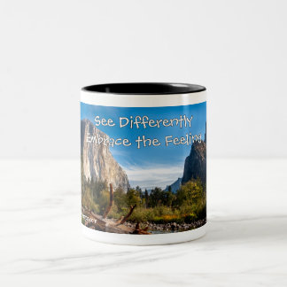 Kunsttheemok — Yosemite - Zie het anders Tweekleurige Koffiemok