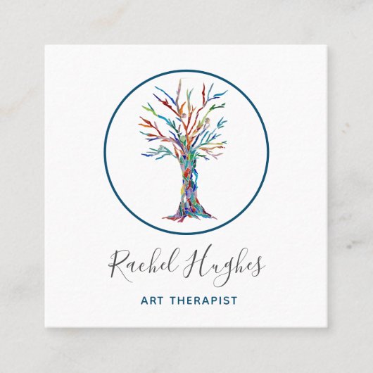 Kunsttherapist met moderne boomstructuur vierkante visitekaartje (Voorkant)