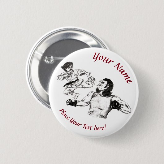 Kunstvechter Karate tegen MMA-strijder Ronde Button 5,7 Cm (Voorkant /achterkant)