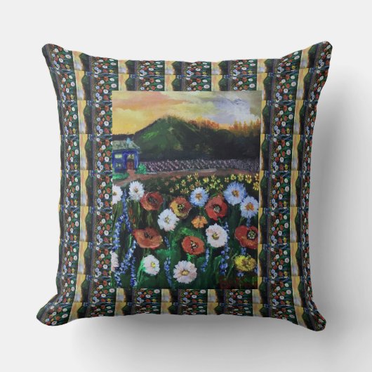 Kunstveld Fort Folk van bloemen Patroon Kussen (Voorkant)