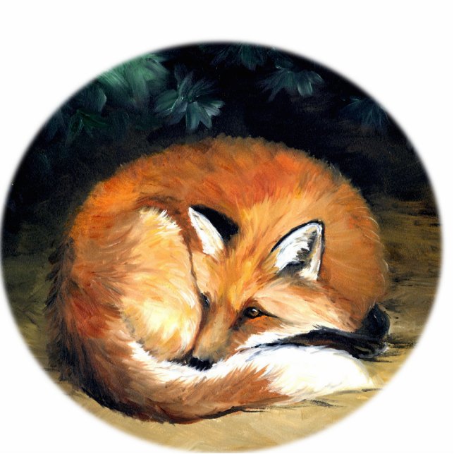 Kunstversiering "Sleepy Fox" Fotobeeldje Ornament (Voorkant)