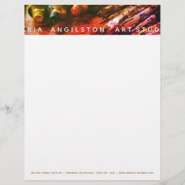 Kunstverven en borstels briefhoofd