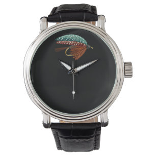 Kunstvlieg Hengel Klassieke Visser Stijl Horloge