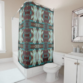 Kunstwater Lilly in Red en Blue Douchegordijn